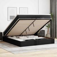Ottoman bed met matrassen 200x200cm kunstleer zwart - thumbnail