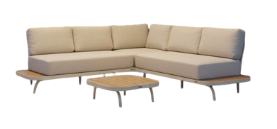 Porto lounge corner set oyster steel/acacia teak look Eurofar - Eurofar