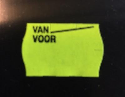 Etiket 2516 fl.geel semi perm Van Voor