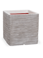 Capi nature rib nl kunststof plantenbak 40x40x40 cm ivoor - thumbnail