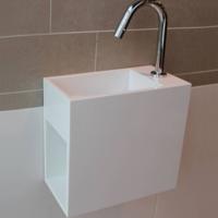 Fontein Luca Sanitair Met Open Schap 35x18x32 cm Solide Surface Kraangat Rechts Luca Sanitair - thumbnail