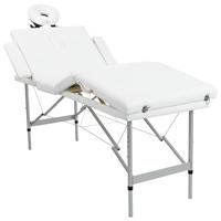 VidaXL Massagetafel inklapbaar met aluminium frame (vier delen / crèmewit) - thumbnail