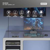 Digitus DS-55340 4 poorten HDMI-splitter Individueel schakelbaar, LED-weergave, Met status-LEDs, Ultra HD-geschikt, Voor intern gebruik, Met metalen behuizing - thumbnail