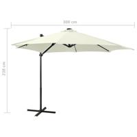 Zweefparasol met paal en LED-verlichting 300 cm zandkleurig - thumbnail