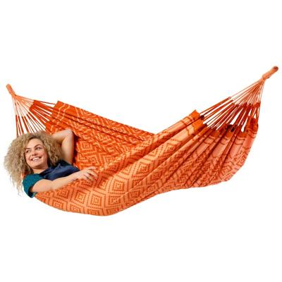 Eenpersoons hangmat - 300x140cm - Oranje - 120kg draagkracht- 100% katoen - binnen & buiten
