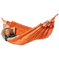 Eenpersoons hangmat - 300x140cm - Oranje - 120kg draagkracht- 100% katoen - binnen & buiten - thumbnail