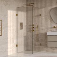 BRAUER Void Carving douchecabine met draaideur helder glas 90x100x200 incl. glascoating PVD goud geborsteld - thumbnail