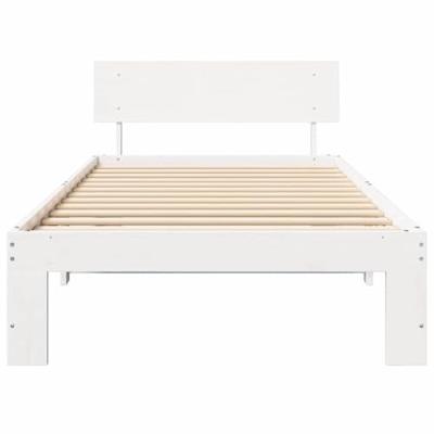 Bedframe met hoofdeinde Wit 75 x 190 cm Massief grenenhout