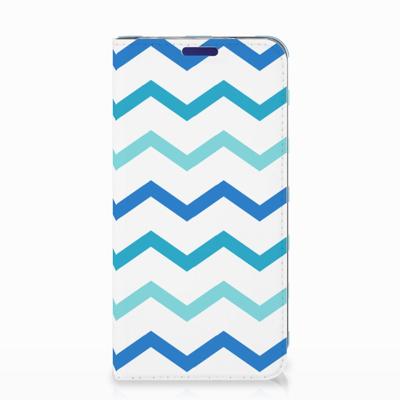 Samsung Galaxy S10e Hoesje met Magneet Zigzag Blauw Samsung Galaxy S10e Hoesje met Magneet Zigzag Blauw