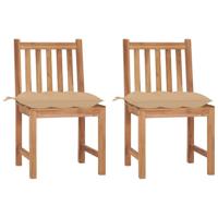 Tuinstoelen 2 st met kussens massief teakhout - thumbnail