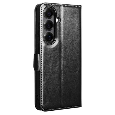 Qialino Samsung Galaxy S26 hoesje - Leren bookcase - Magnetische sluiting - Zwart