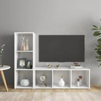 Tv-meubelen 2 st 107x35x37 cm bewerkt hout wit - thumbnail