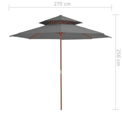 VidaXL Parasol dubbeldekker met houten paal 270 cm antraciet