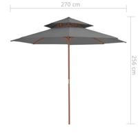 VidaXL Parasol dubbeldekker met houten paal 270 cm antraciet - thumbnail