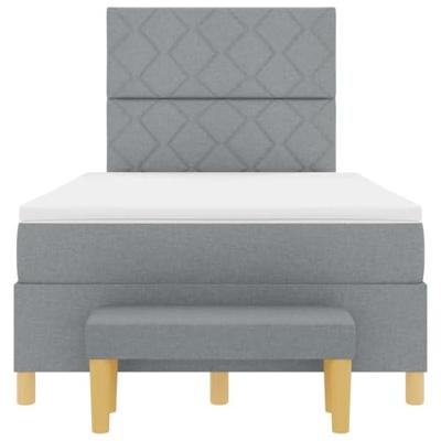 Boxspring bed met matras Lichtgrijs 120 x 190 cm Stof