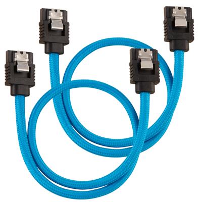 Corsair Premium SATA3-kabel (6 Gbps, 30 cm), met ommanteling, blauw