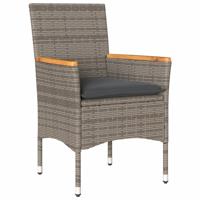 9-delige Tuinset met kussens poly rattan en glas grijs - thumbnail