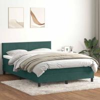 Boxspring met matras fluweel donkergroen 140x210 cm - thumbnail
