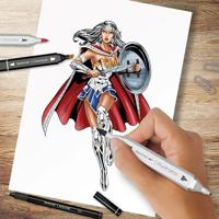 Creativ Company Hobbyset illustratie stripboekhelden wonder woman kleurset - thumbnail