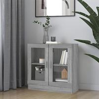 Vitrinekast 82,5x30,5x80 cm bewerkt hout grijs sonoma eiken - thumbnail