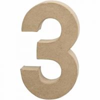 Creativ Company Cijfer, 3, h: 20,2 cm, b: 11,8 cm, dikte 2,5 cm, 1 stuk - thumbnail