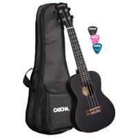 Cascha HH 2300L concert ukelele linkshandig zwart mahonie + tas - thumbnail