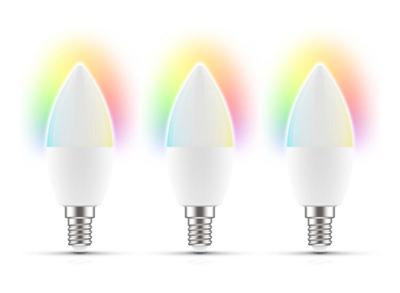 3 Qnect slimme Wi-Fi RGB LED kaars lamp - E14 3 Qnect slimme Wi-Fi RGB LED kaars lamp - E14