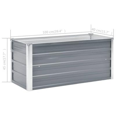 Plantenbak verhoogd 100x40x45 cm gegalvaniseerd staal grijs - thumbnail