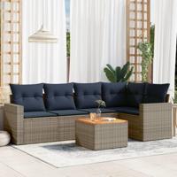 6-delige Loungeset met kussens poly rattan grijs - thumbnail