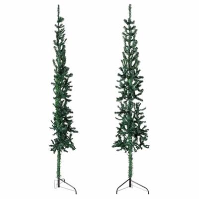 Kunstkerstboom half met standaard smal 210 cm groen