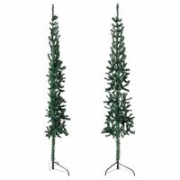 Kunstkerstboom half met standaard smal 210 cm groen - thumbnail