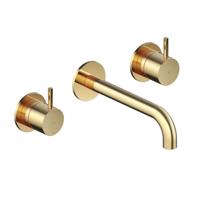 Wastafelmengkraan Hotbath Cobber Inbouw 2-hendel Gebogen 18 cm Gepolijst Messing Living Colours - thumbnail