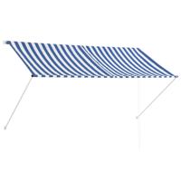 VidaXL Luifel uittrekbaar 250x150 cm blauw en wit - thumbnail