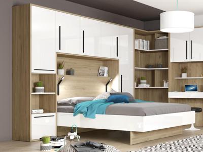 Brugkast MOKA 140x190 cm hoogglans wit/eik
