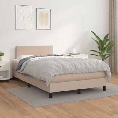 Boxspring met matras kunstleer cappuccinokleurig 120x190 cm - thumbnail