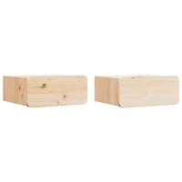 Wandbevestigde nachttafel 2 pcs Bruin 39 x 34 x 16.5 cm - thumbnail