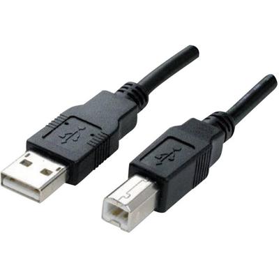 Manhattan 333382-CG USB-kabel USB 2.0 USB-A stekker, USB-B stekker 3.00 m Zwart Vergulde steekcontacten, UL gecertificeerd