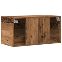 Wandkast 80x39x40 cm bewerkt hout oud houtkleurig - thumbnail