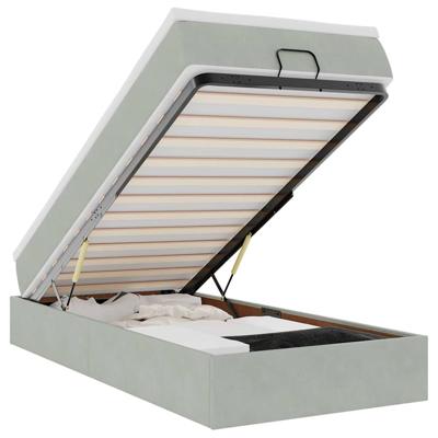 Ottoman bed met matrassen 200x200cm fluweel lichtgrijs