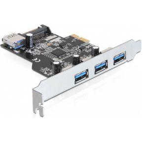 Delock 89301 PCI Express x1-kaart naar 3 x extern + 1 x intern USB 5 Gbps Type-A female