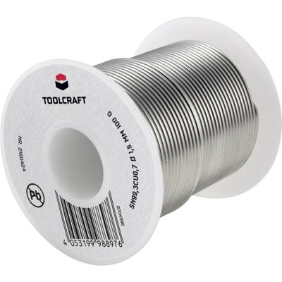 TOOLCRAFT Soldeertin, loodvrij Spoel Sn99,3Cu0,7 ROL1 100 g 1.5 mm TOOLCRAFT Soldeertin, loodvrij Spoel Sn99,3Cu0,7 ROL1 100 g 1.5 mm