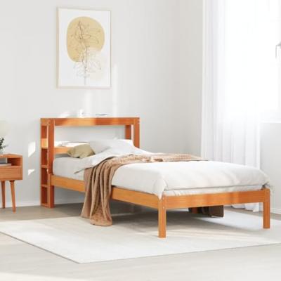 Bedframe met hoofdbord massief grenenhout wasbruin 100x200 cm