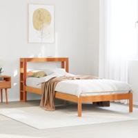 Bedframe met hoofdbord massief grenenhout wasbruin 100x200 cm - thumbnail