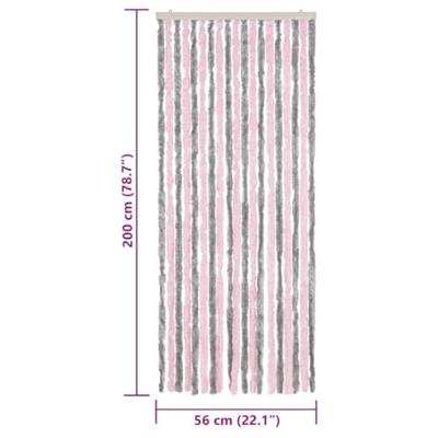 VidaXL Vliegengordijn 56x200 cm chenille zilvergrijs en roze