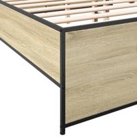 Bedframe bewerkt hout metaal sonoma eikenkleurig 90x190 cm - thumbnail