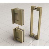 Scharnierset En Greep tbv Profielloze Nisdeur Wiesbaden Less Geborsteld Messing - thumbnail