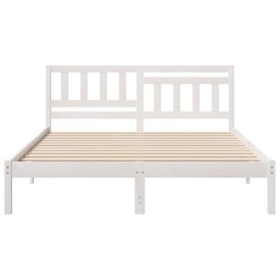 Bedframe met hoofdeinde Wit 150 x 200 cm Massief grenenhout Bedframe met hoofdeinde Wit 150 x 200 cm Massief grenenhout