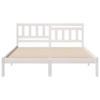 Bedframe met hoofdeinde Wit 140 x 200 cm Massief grenenhout - thumbnail