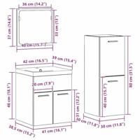 Badkamermeubelset Wandgemonteerd 4 pcs Oud Hout Bewerkt hout - thumbnail