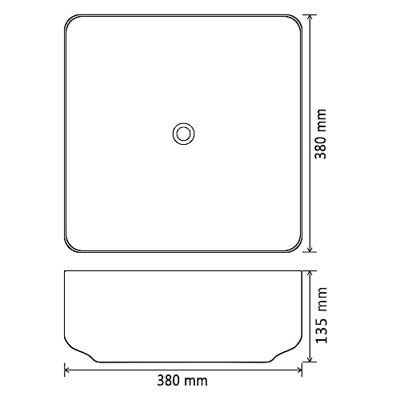Wastafel vierkant 38x38x13,5 cm keramiek zwart Wastafel vierkant 38x38x13,5 cm keramiek zwart